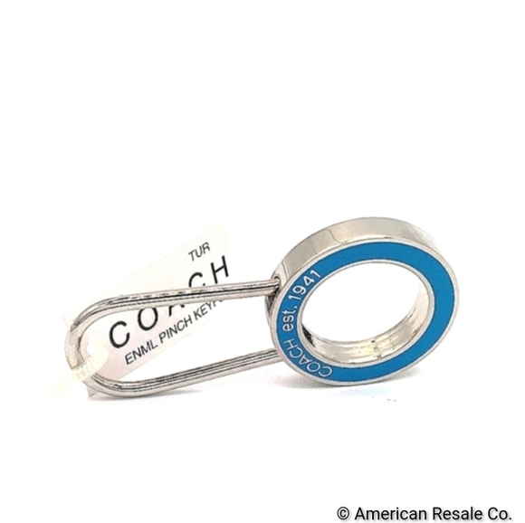 NWT COACH Vintage Sky Blue Enamel Pinch Lock Locket Keychain FOB purse charm - Picture 2 of 9